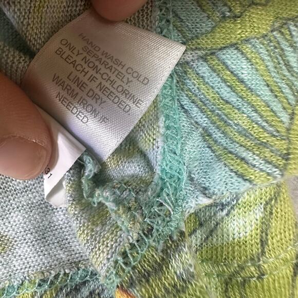 J Jill Love Linen Tropical Print Top Size Large Summer Vacation Hawaiian Shirt - Picture 7 of 10